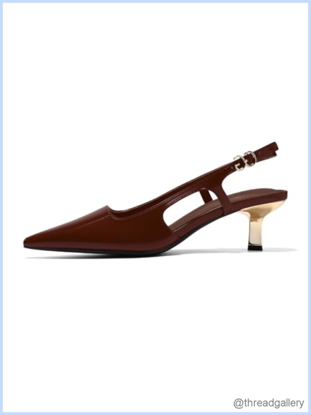 Women's Slingback Pumps Kitten Heel Pointed Toe Faux Leather Buckle Work Shoes